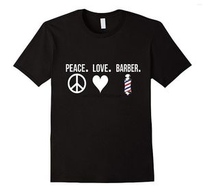 Herr t shirts 2023 sommar mode män tee skjorta fred kärlek barber t-shirt för butik hår salong herrar avslappnad