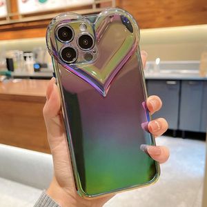 Телефон для iPhone13 Pro Max Laser, изменяющий цвет, Love TPU Объем мягкого яблока 12 11 Pro Protective Cover