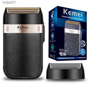 Electric Shavers Original Kemei Rechargeable Shaver For Men Waterproof Electric Shaver Beard Machine Bald Head Electric Razor With Extra Mesh L230518