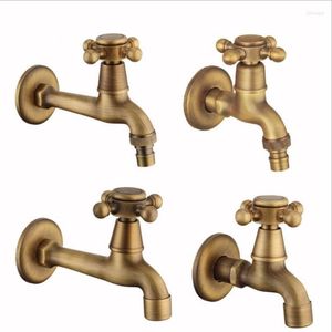Kitchen Faucets G1 / 2 Antique Brass Cross Handle Washing Machine Faucet Wall-mounted Outdoor Garden/Mop Pool Tap Laundry Sink Cold Water