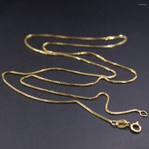 Catene Vera catena in oro giallo 18 carati per donna Donna 0,8 mm W Collana con scatola sottile Timbro da 18 pollici Au750