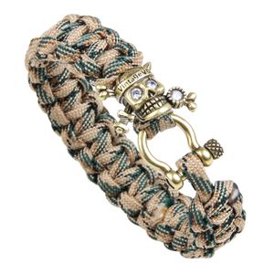 Steampunk sportstil vintage skalle charm armband handgjorda paracord armband personlighet män smycken