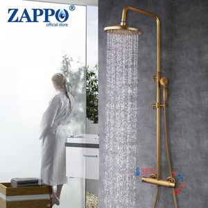 Badezimmer-Duschsets ZAPPO Thermostat-Duscharmatur-Set, antikes Messing, Badezimmer-Regendusche, Mischbatterie, Kran-Duscharmatur, Bad-Wasserhahn, Duschset G230525