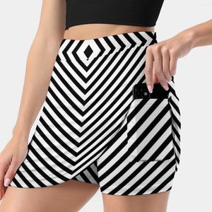 Skirts Swinging Sixties Op Art Pattern Women's Skirt Y2K Summer Clothes 2023 Kpop Style Trouser with Pocket Mod