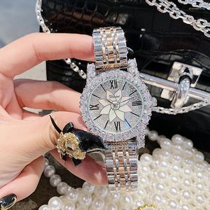 Relógios de pulso Silver Diamond Woman Watch Ladies Stainless Aço Rates Women Quartz Drop Horloges Vrouwen