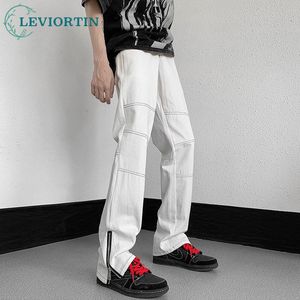 Męskie dżinsy modowe kostki błękitne worki męskie dżinsy dżinsy eleganckie koreańskie kazawcze mężczyzny kobiety proste dżinsowe spodnie Y2K Streetwear 230524