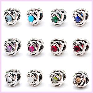 925 Sterling Silver Pandora Charm Lussuoso Viola Eterno Rotondo Braccialetto di Fascino Moda Ragazza Gioielli Consegna Gratuita