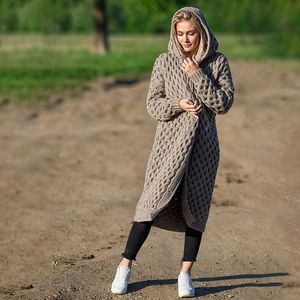 Pullover mit Kapuze -Strickjacken Frauen Strick übergroß