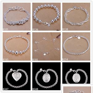 Braccialetti con ciondoli Six Line Light Soo Size Beads Clover Hanging Space Bracciale placcato argento sterling 8 pezzi Stile misto Gssb32 Vendita Wo Dhjcs