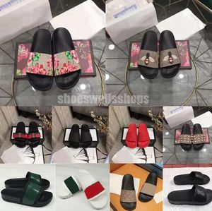 Designer Män Dam Sandaler med Korrekt Flower Box Dammpåse Skor ormtryck Slide Sommar Bred Platt guccie Sandal Slipper slides Storlek 35-46