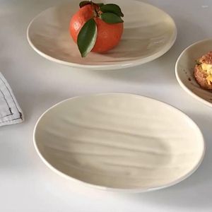 Plates Milk Yellow Ceramic Dish Korean Cake Oval Plate Afternoon Tea Snack Dessert Small Tray Breakfast Fruit Salad Bread Disc