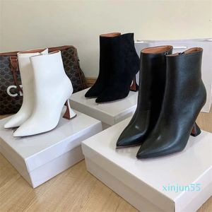 Женские дизайнерские сапоги высококачественные каблуки ботинок Martin Cowboy Fashion Black Booties настоящая кожа