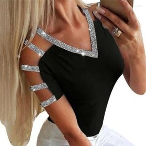 Camas femininas Tampas da primavera Summer Summer outono fofo camisa de manga curta mulher mulher sólida tee casual ombros frios tops