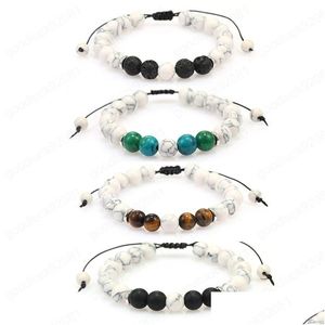 Beaded Fashion Lava Lava Tiger Eye Stone Bears Браслет Черная веревка регулируемые браслеты дружбы для женщин Энергия NCE Dewelry Drop Deviv Dhsum