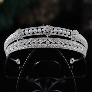 Diğer Moda Aksesuarları Barok Altın Gümüş Renk Kristal İnciler Gelin Tiaras Crown Rhinestone Pageant Diadem Gelin Kafa Bantları Düğün Saç Accesso J230525