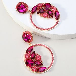 Fashion Round Large Dangle Earring Luxury Brand Design Sailor Moon Sparkly Glass Crystal Charm Female Statement Party Jewelry