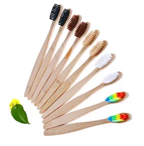 Quatily New style Bamboo toothbrush 10 pack with box travel set disposable hotel use biodegradable eco friendly Wholesale