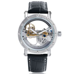 Orologi da donna Orologio da polso meccanico Orologio da polso automatico Carica automatica Stile di lusso Scheletro Ponte Quadrante cavo Cinturino in pelle 230524