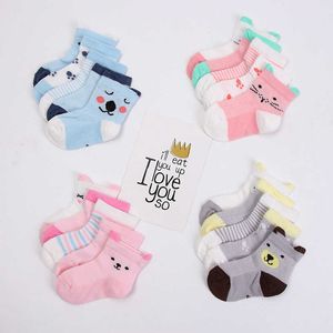 Chaussettes 5 paires / lot de chaussettes courtes en maille de coton doux dessin animé mignon nouveau-né 0-24 mois garçons et filles bébé mode enfants G220524