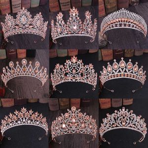 Autres accessoires de mode Mode Rose Or Pêche Couleur Cristal Strass Accessoires De Cheveux De Mariage Reine Princesse Diadèmes Femmes Diadème Couronne Tête Jewe J230525