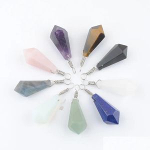 Pendant Necklaces Natural Stone Pendants Wicca Hexagon Beads Pendum Jewelry Amethysts Aventurine Crystal Opal Quartz Bn449 Drop Deliv Dhsmu