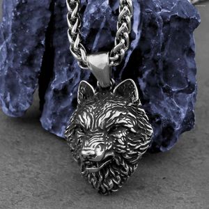 Naszyjniki wiszące vintage Viking Naszyjnik Odin Wolf Wolf Męski stal Hip Hop Nordic Nordic Animal Fashion AMULET JEINETY Hurtowa