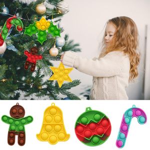 Christmas Decorations 9Pcs Multifunctional Push Bubble Relaxing Anti Anxiety Pressing Board Tree Pendant Children Schoolbag Adornment