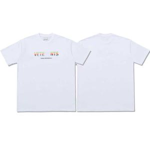 Vetements T Shirt Men Woman Shime Sleeve Big Tag Hip Hop Roose Castary Embroidery Vetements TEES Black White TシャツトップTEES SU014