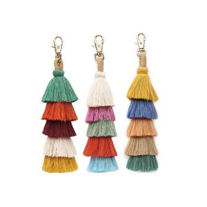 Schlüsselanhänger Lanyards Colorf Boho Quaste Schlüsselbund Auto Tasche Schlüssel Kreative Anhänger Niedliche Karabinerverschluss Zubehör Schmuck Geschenk Mode Dr Dhkav