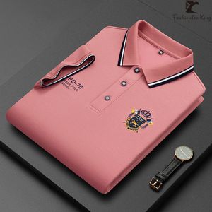 Men's Polos Summer Korean Fashion Men's Polo Shirt Luxury Embroidered Cotton Lapel Collar Short Sleeves Tops 230524