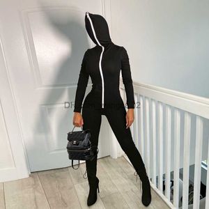 Kobiety Jumpsuits Rompers 2023 Spring Nowe solidne zamek błony śluzowej kobiety spersonalizowany z kapturem polarem zagęszczony kombinezon T230525