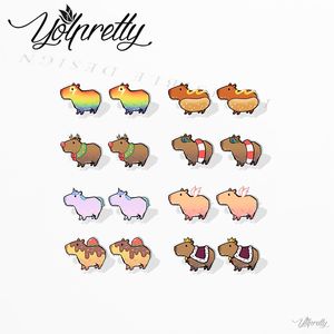 Cartoon Capybara acrílico brincos resina Brincos de jóias de moda de orelha epóxi para mulheres meninas
