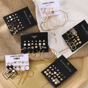 Mode frauen Ohrringe Set Perle Kristall Stud Ohrringe Für Frauen 2020 Boho Geometrische Runde Blume Quaste Ohrringe Punk Schmuck