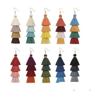 Baumeln Kronleuchter Bohemian MTI Layered Fringe Statement Quaste Ohrringe für Frauen Modeschmuck Lange Tropfen Mix Farben Lieferung Dhxaw