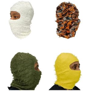 Cycling Caps Masks Camouflage Balaclava Knit Distressed Knitted Full Face Ski Mask Shiesty Fuzzy 230524