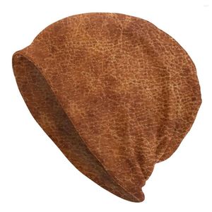 Beralar Kahverengi Vintage Sahte Deri Arka Plan Slowy Beanie Şapka Erkek Kadın Çiçek Dokuları Hippi Örgü Kafataları Beanies Cap