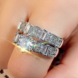 Moda lüks kız zirkonya nişan yüzükleri kadınlar için kristal alyans partisi mücevher hediyesi
