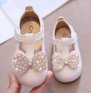 Platta skor Barnläder för flickor Spädbarn Födda småbarn Första födelsedagsfest Bow-Knot Rhinestone 1-3 år 15-25