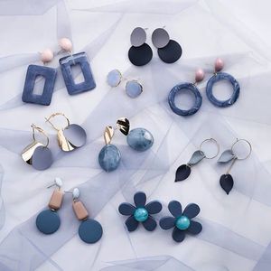 Makersland Geometrische Frauen Ohrringe Blau Serie Trendy Weibliche Schmuck Zubehör Geschenke Koreanische Einfache Mode Ohrringe Großhandel