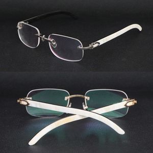 Modedesigner-Brillen für Damen, Vintage-Herren-Brille, Original-Brille aus schwarzem Büffelhorn, gold-silberne Metallbeine, randlose Brille, Herren-Reise-Tour-Brille, Größe 54–18–140