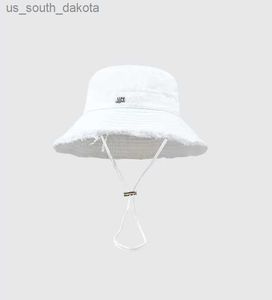 Chapéus de aba larga Mulher marca de luxo Chapéus largos Designer de verão Le Bob Andichaut Bucket Hat Solid Metal Letter Hat L230523