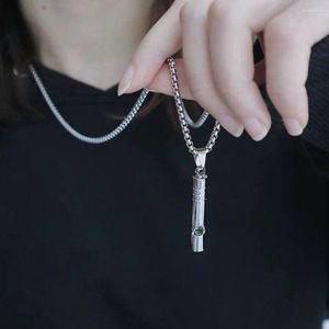 Pendant Necklaces Punk Whistle Necklace Portable Outdoor Hiking Camping Emergency Survival Jewelry Hip Hop Sweater Chain Accessories Gifts