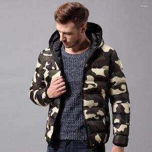 Piumino da uomo Moda uomo Camouflage Parka Giacca corta con cappuccio Cappotto casual per uomo Giacca a vento calda invernale Slim Fit Sobretudo Masculino