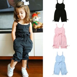 Rompers Children Summer Clothing 16y Toddler Baby Girl Solid Romper Bib Pants Sleeveless Overalls Outfits Croped Jumpsuits 230525