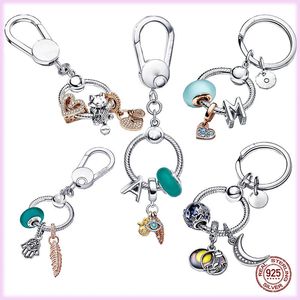 925 Sterling Silver Pandora Dangle Charm Keychain Suitable for Women's Fashion Jewelry DIY Keychain Original Jewelry Fashion Accessories Production