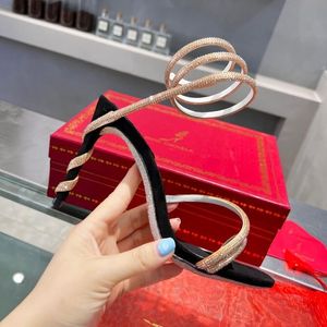 RENE CAOVILLA Sandali open toe Cleo sandali avvolgenti a spirale impreziositi da cristalli sandali con strass intrecciati da donna Scarpe con tacco a spillo nere di alta qualità XOXOXO