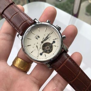 Lüks Marka Erkek Kadın Saatleri Beş İğne Tourbillon Saat Mekanik İşletme Bileği AAA Tasarımcı Kadınları Bilek Swatches Deri Kayış 756033