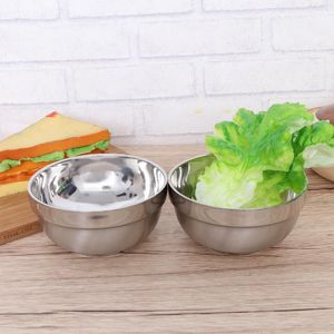 Dinnerware Sets 4pcs Stainless Steel Rice Bowls Double Layer Eating Instant Noodles Kids Soup Bowl Kitchen Supplies 13cm