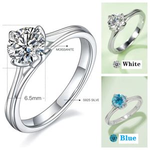 약혼 반지 Moissan Ring Gold Ring Platinum Plating 은빛 반지 디자이너 링 1ct 6.5mm Moissanite Love Ring Valentine 's Day Gift Straight Arm Lotus M31A