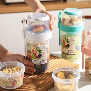 Förvaringsflaskor frukost på språng cups spannmål och mjölkbehållare lufttätt matlåda förseglad transparent crisper cup-typ